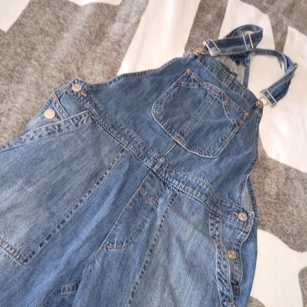 Vintage Y2K Gap Cropped Bibs Overalls Wide Leg S 4 - Picture 3 of 5